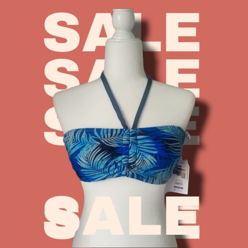 Bandel string halter top bikini top palm leaves size XL